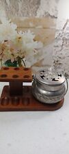 VINTAGE DUC-IT 6 SLOT wood PIPE HOLDER TOBACCO  Thin Aluminum Pot pokery picture