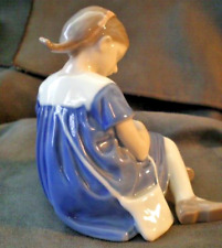B&G Bing Grondahl Porcelain Figurine # 1526 Girl Seated w Doll EXC Pony & Purse picture