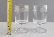 Continental Airlines  White Logo Clear Glass Footed Wine Glass Vintage Pair picture