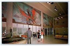 c1960 Sky Harbor Airport Water And Fire Lobby Phoenix Arizona AZ Petley Postcard picture