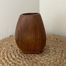 Vintage Retro Signed 1965 Wood Vase picture