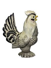 Vintage Black And White Rooster Ceramic Figurine Made In Japan Farm Animal Decor picture