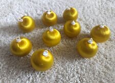 Lot Of 9 Vintage Yellow Gold Satin Christmas Ball Ornaments Unbreakable 1.5