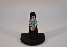 Old Pawn Navajo Sterling Silver Ring Turquoise Size 6 3/4 picture