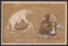 Jas S Kirk Soap trade card Chicago 1880s polar bear White Ceylon menace picture