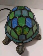 TIFFANY Style Stained Glass Turtle Table Lamp Night Light Accent Blue Purple picture