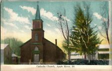 1908. CATHOLIC CHURCH. APPLE RIVER, ILL. POSTCARD. SZ3 picture