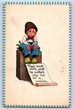 Wall Artist Signed Postcard Dutch Boy Attleboro Massachusetts MA 1913 Antique picture