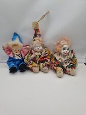 Lot of 3 Vintage Clown Dolls Porcelain Faces 3