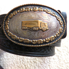 Vintage Comstock Silver Comstock Silversmiths Trucker Silver Buckle & Belt picture