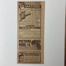 Print Ad Personalized Matches Mail Order Vintage 1940s Ring Stop Scratch picture