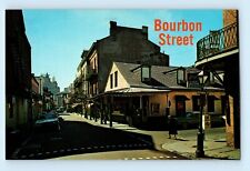 Bourbon Street 1960 New Orleans French Quarter Absinthe HS Louisiana Postcard C2 picture