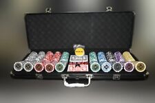 500 Pcs. Laser Poker Chip Set 13 Gram Clay Composite - Sleek Black Aluminum Case picture