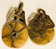 Antique Cast Iron and Wood Barn Pulleys From Ozarks Barn - LOOK picture