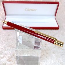 Vintage Cartier Ballpoint Pen must Ⅱ Red Lacquer Gold Finish with Case picture