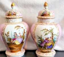 Antique Large Ginger Jars Crown Dresden German hand painted by Helena Wolfsohn picture