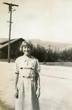 KJ163 Vtg Photo GIRL SMILING IN DRESS, SCHOOL GIRL AGE c 1930's picture