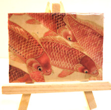 Original ACEO Goldfish Embellished w/ Real Gold Thread Textile 2.5x3.5