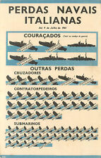 WWII Postcard Italian Naval Losses Until July 1941 Submarines Dreadnaughts Navy picture
