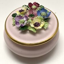 Vintage royal Adderly trinket box pink gold trim bone china.                 30 picture
