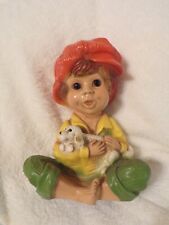 VTG 1974 Universal Statuary Chaulkware Boy with Puppy picture