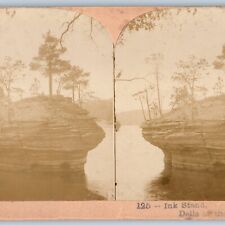 c1880s Wisconsin Dells Stereo Photo Ink Stand Rock North Western Baraboo Wis V24 picture