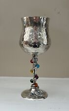 Judaica Kiddish Cup Silver plate Jillery By Jill Fagin 7” Tall Etched picture