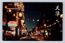 San Francisco CA-California, View Of Chinatown At Night, Vintage Postcard picture