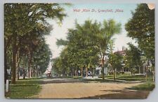 Greenfield MA~West Main Street~Wide Dirt Road~Horses~Carriage~Big Homes~c1910 picture