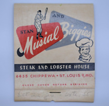 Matchbook Large Stan Musial and Biggies Steak & Lobster House Unused 1950s picture