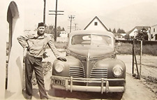 California, Vintage Plymouth Automobile, Military Man Antique Photograph 1942 picture