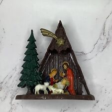 Vintage Small Nativity Set Hard Plastic 3.5” By 3.5” Made In Hongkong #444 picture
