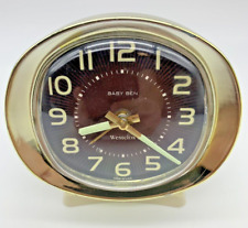 Vintage Big Ben Westclox Baby Ben Luminous Alarm Clock USA Clock Alarm Gold Trim picture