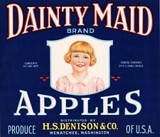 5 Vintage DAINTY MAID Brand Apple Fruit Crate Labels Wenatchee, Washington picture