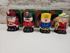 (4) Flambro Vintage 1987 Christmas Painted Soldiers Music Box Figures Nutcracker picture
