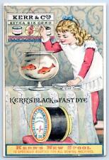 GIRL & GOLDFISH BOWL*KERR & CO*EXTRA SIX CORD NEW SPOOL FAST DYE COTTON THREAD picture