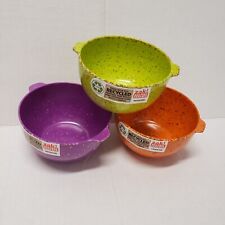 Lot 3 ZAK Confetti Prep Condiment Bowl w/ Tab Handle Orange Purple Lime Green picture