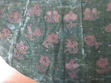 ANTIQUE OTTOMAN UNUSUAL SILVER THREAD EMBROIDERED VELVET TAPESTRY 18TH 19TH CTRY picture