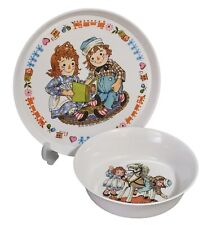 1969 Oneida Raggedy Ann & Andy Plate Cereal Bowl Set Melamine Bobbs-Merrill MCM picture