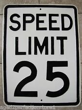 SPEED LIMIT 25 Old Heavy Embossed Steel Sign Miles Per Hour Transportation Ad picture