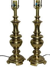 Pair of Stiffel Quality Brass Vintage Lamps Open Footed Rare Hollywood Regency picture