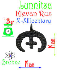 ANTIQUE BRONZE amulet - CROSS LUNNITSA X-XIII CENTURIES  Kievan Rus #23186 picture