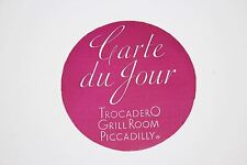 1950s Luggage Label CARTE DU JOUR Trocadero Grill Room Piccadilly Travel Design picture