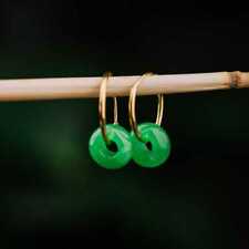 Natural Lucky Green Jadeite Jade Ring Earrings Eardrop Fashion Lucky CARNIVAL picture