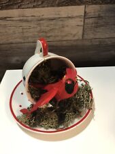 Handcrafted Tea Cup Decor “Cardinal” picture