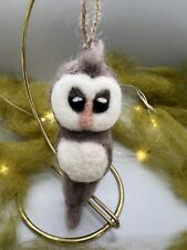Felted Wool Owl Ornament, Christmas Or Halloween Decor, Cottagecore Newborn Room picture