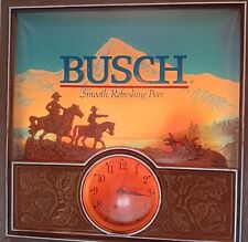 VTG BUSCH BEER Western Cowboy 3-D Scene Light Up Electric Wall Clock Tested Read picture