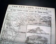 Great Gulf of Mexico TEXAS & Mexican COAST Civil War Era MAP 1861 old Newspaper picture