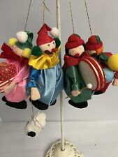Vintage Ornaments Clowns Lot 4 Felt Satin Bendable 6” Dog Balloons Drum Gifts picture