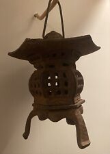 Vintage Cast Iron Japanese Pagoda Garden Lantern Candle Holder 5 1/2 x 5 1/2 In picture